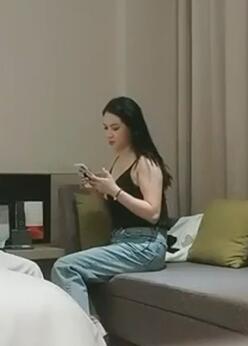 大吉大利约开档丝袜牛仔裤御姐